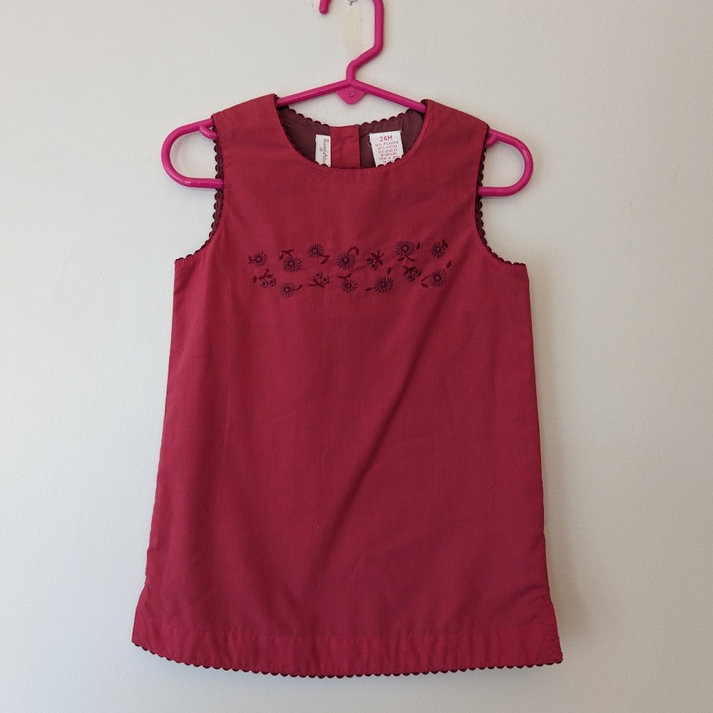 "Ring Around the Rosie" Sleeveless Shift Dress Embroidered Cut-outs 24m Or 4T
